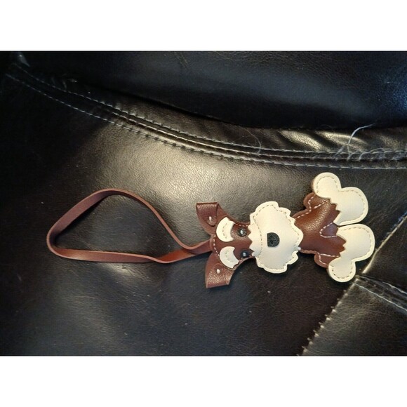 Brown Schnauzer Dog Keyring Keychain Key Ring Faux Leather - Picture 6 of 6